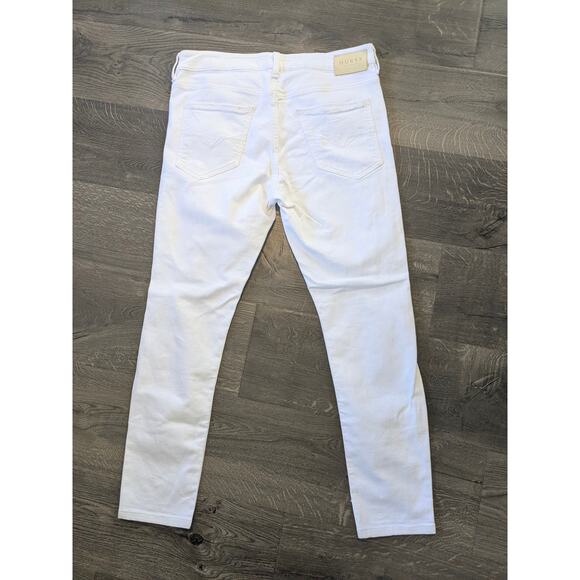 Guess High Rise Skinny Ankle Jeans White Sz 34 Distressed - Picture 2 of 8